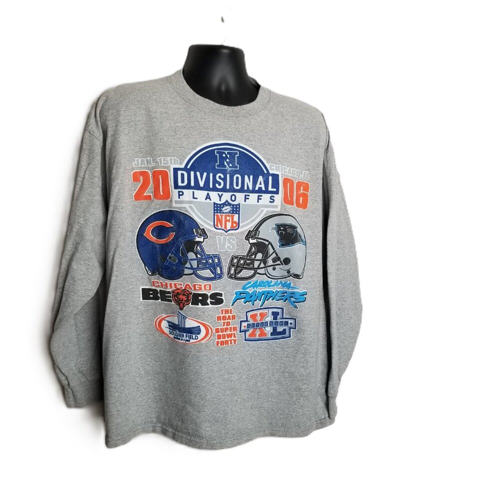 NFL Delta 2006 NFC Divisional Playoffs Bears Panthers Tee 2XL Gray Football Fan